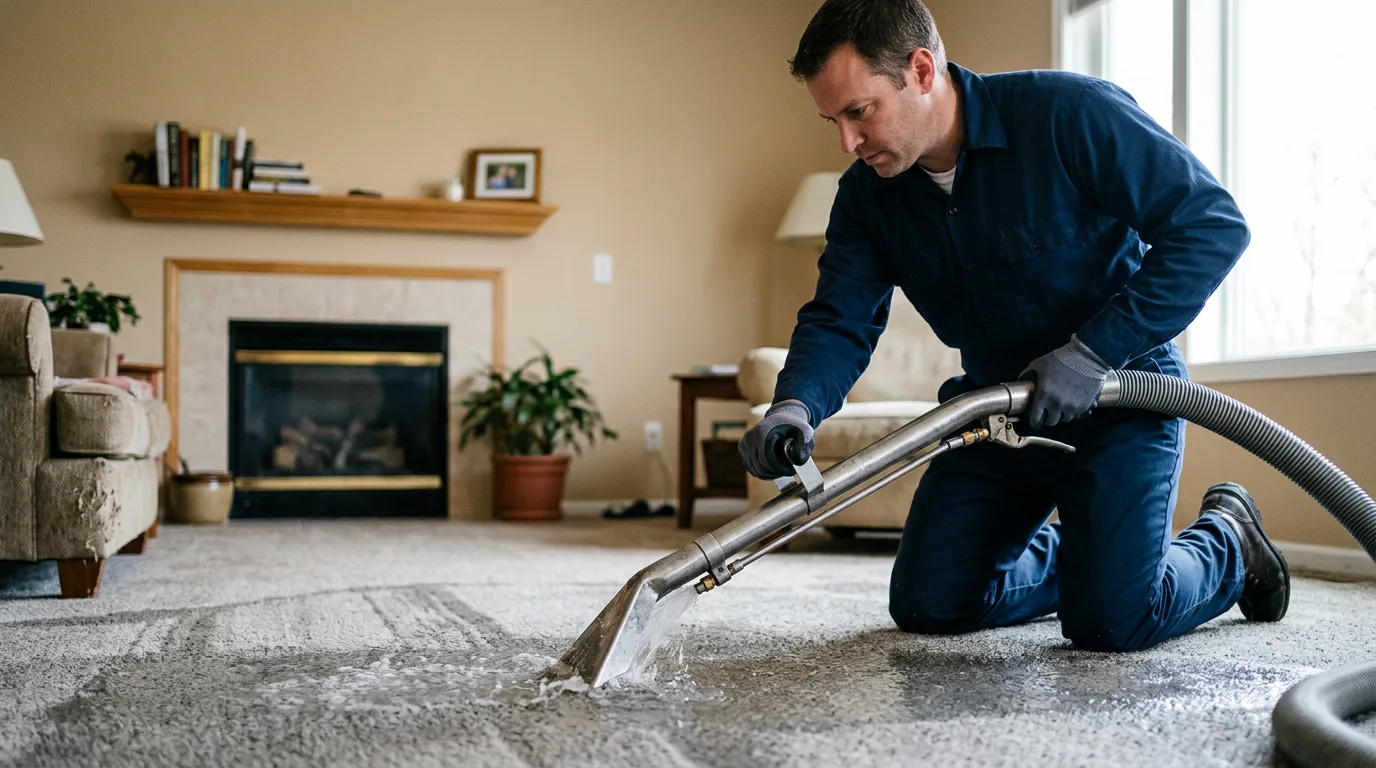 Water damage restoration technician working near Wayland, KY